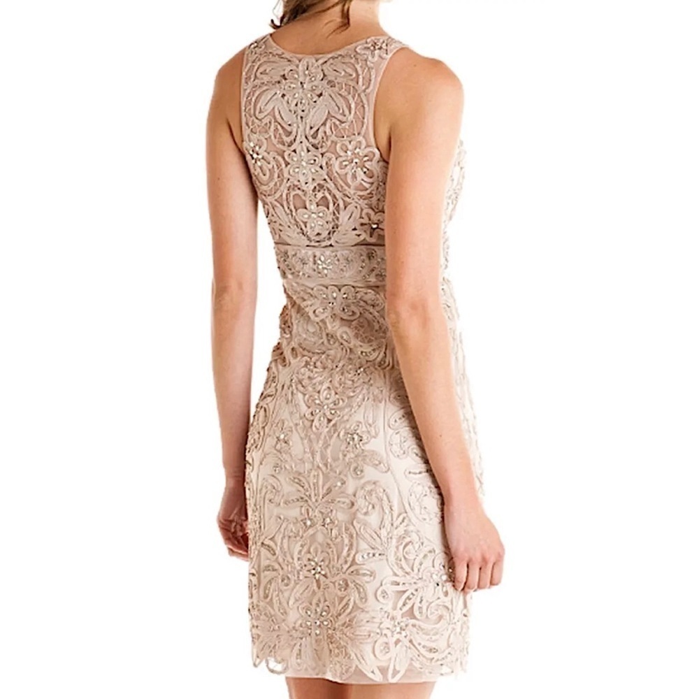 SUE WONG 8 Champagne Beige Nude Beaded Embroidered Cocktail Formal dress - Picture 2 of 16
